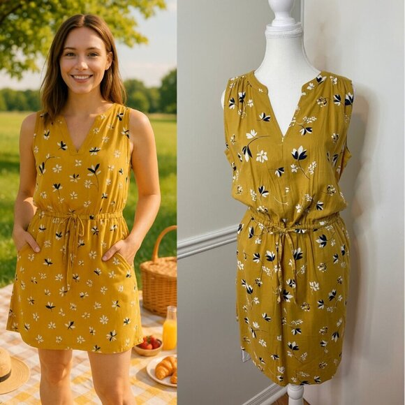 NWT Denver Hayes Floral Drawstring Waist Summer Dress M - Picture 1 of 11
